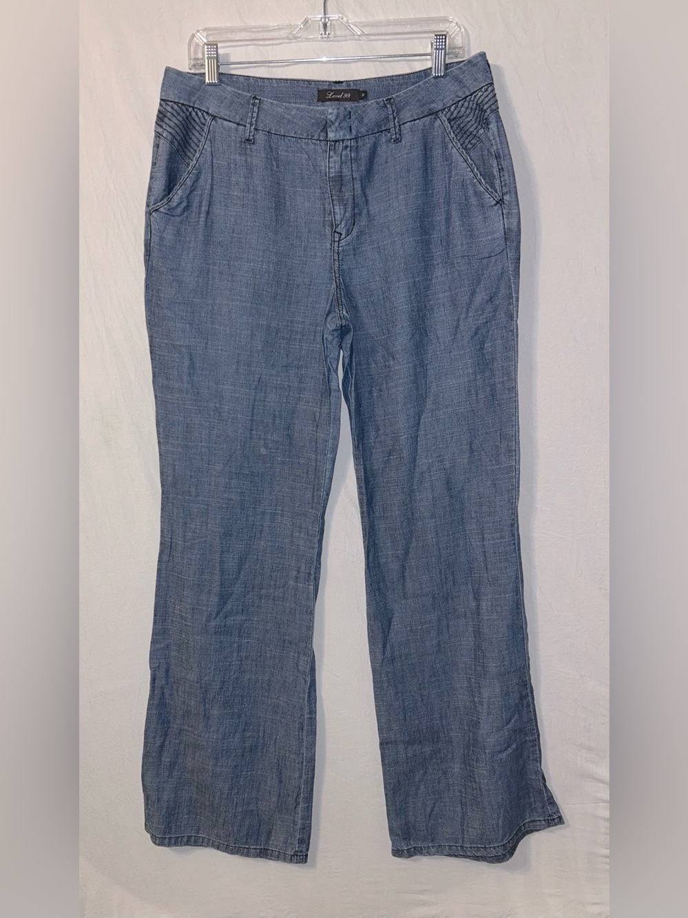 Level 99 linen blend pants straight leg blue 31 flaw